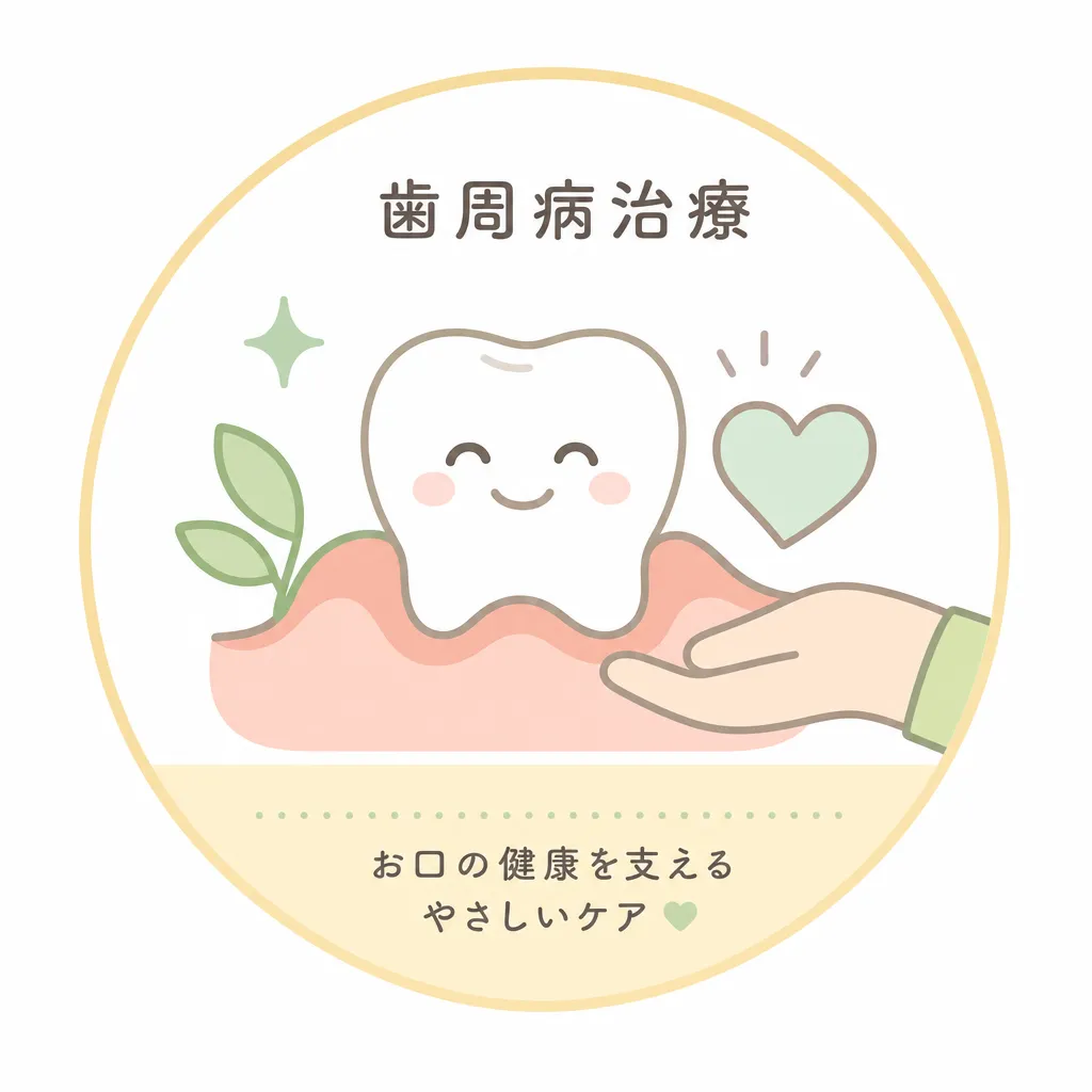歯周病治療を表す歯ぐきと手のイラストアイコン